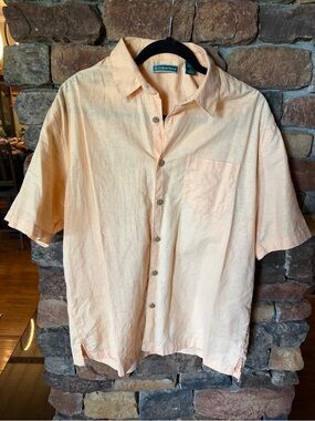 Cubavera Men's Short-Sleeve Button-Down Shirt in Peach